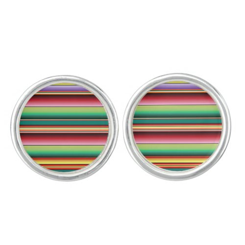 Aztec Tribal Traditional Textile Colorful Linear M Cufflinks
