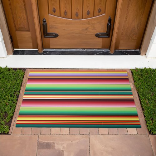 Aztec Tribal Traditional Textile Colorful Linear M Doormat