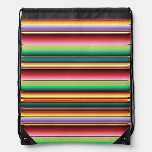 Aztec Tribal Traditional Textile Colorful Linear M Drawstring Bag