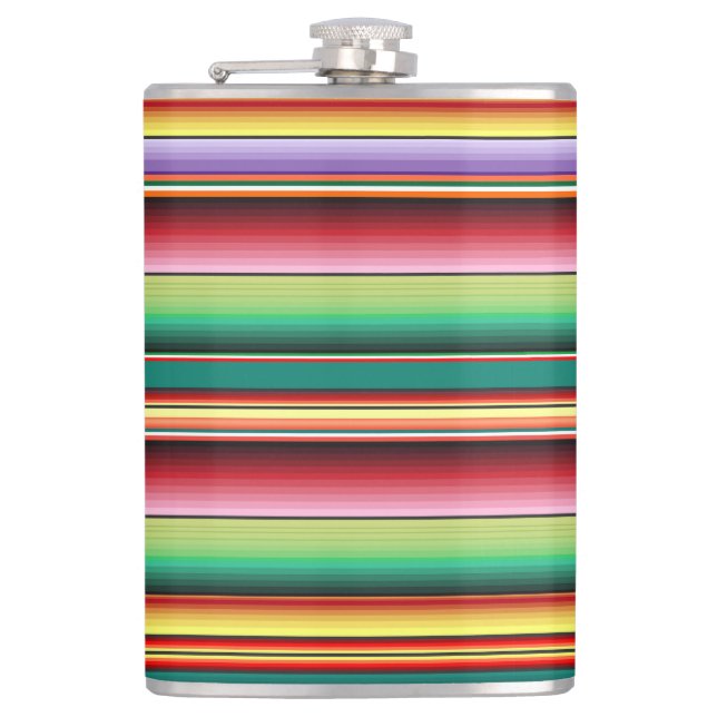 Aztec Tribal Traditional Textile Colorful Linear M Flask (Front)