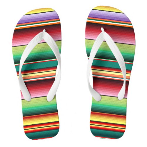 Aztec Tribal Traditional Textile Colorful Linear M Flip Flops
