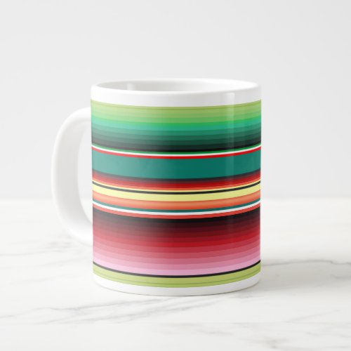 Aztec Tribal Traditional Textile Colorful Linear M Giant Coffee Mug