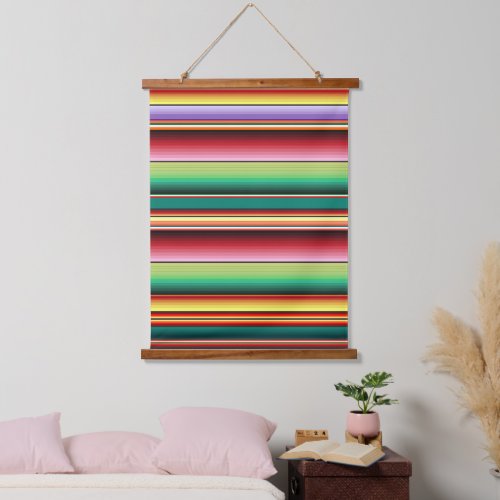 Aztec Tribal Traditional Textile Colorful Linear M Hanging Tapestry