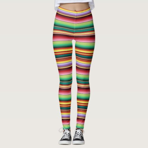 Aztec Tribal Traditional Textile Colorful Linear M Leggings