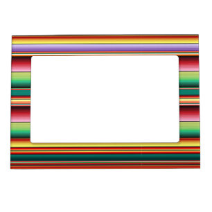 Aztec Tribal Traditional Textile Colorful Linear M Magnetic Frame