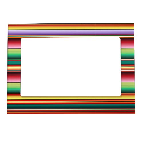Aztec Tribal Traditional Textile Colorful Linear M Magnetic Frame