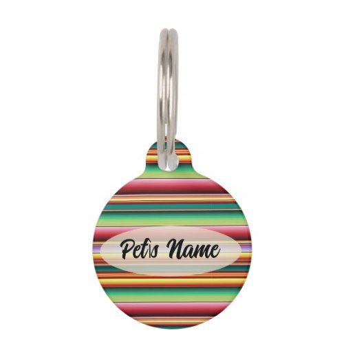 Aztec Tribal Traditional Textile Colorful Linear M Pet ID Tag