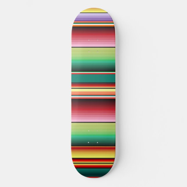 Aztec Tribal Traditional Textile Colorful Linear M Skateboard (Front)