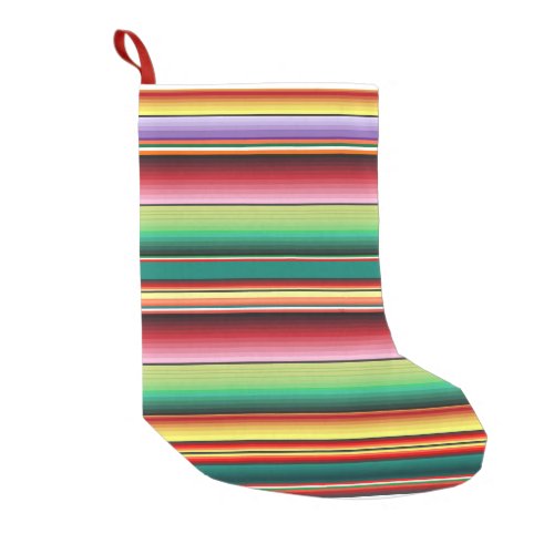 Aztec Tribal Traditional Textile Colorful Linear M Small Christmas Stocking
