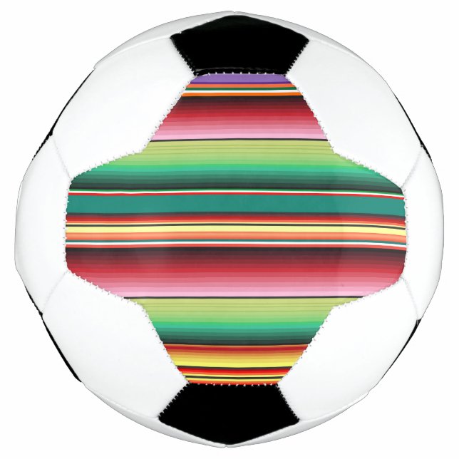 Aztec Tribal Traditional Textile Colorful Linear M Soccer Ball (Front)