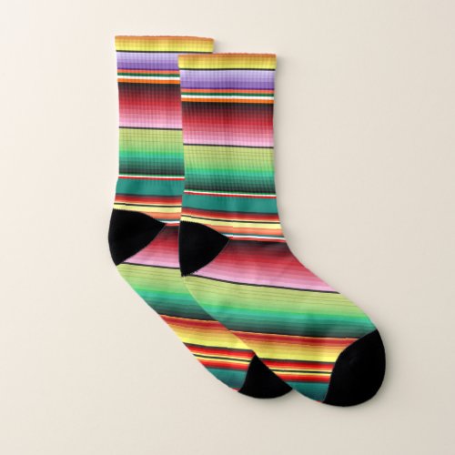 Aztec Tribal Traditional Textile Colorful Linear M Socks