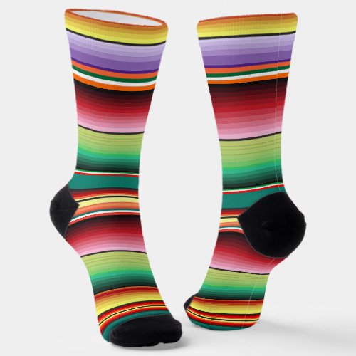 Aztec Tribal Traditional Textile Colorful Linear M Socks