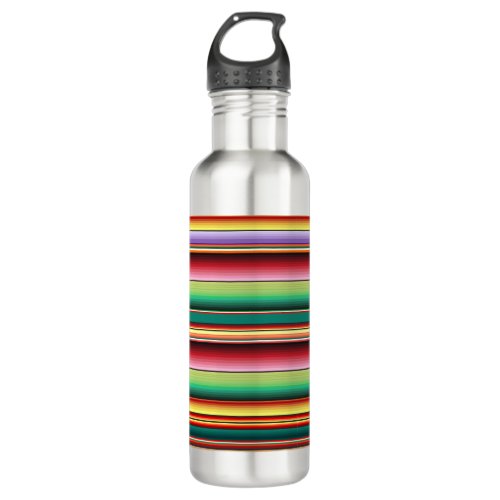 Aztec Tribal Traditional Textile Colorful Linear M Stainless Steel Water Bottle