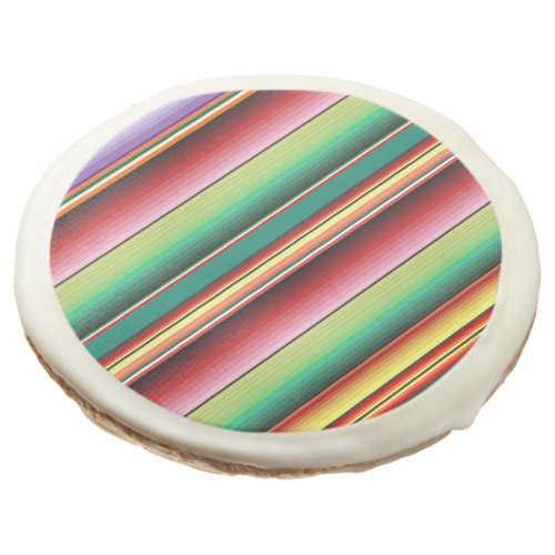 Aztec Tribal Traditional Textile Colorful Linear M Sugar Cookie