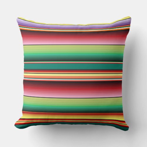 Aztec Tribal Traditional Textile Colorful Linear M Throw Pillow