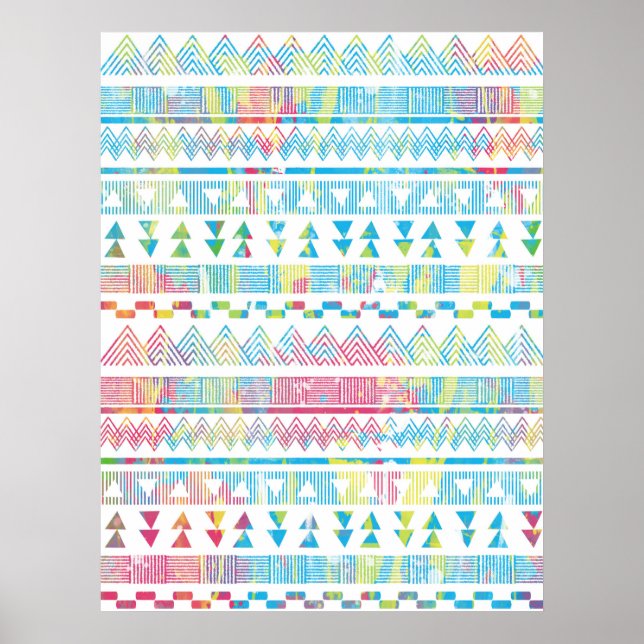 Aztec tribal vibrant abstract watercolors splatter poster (Front)