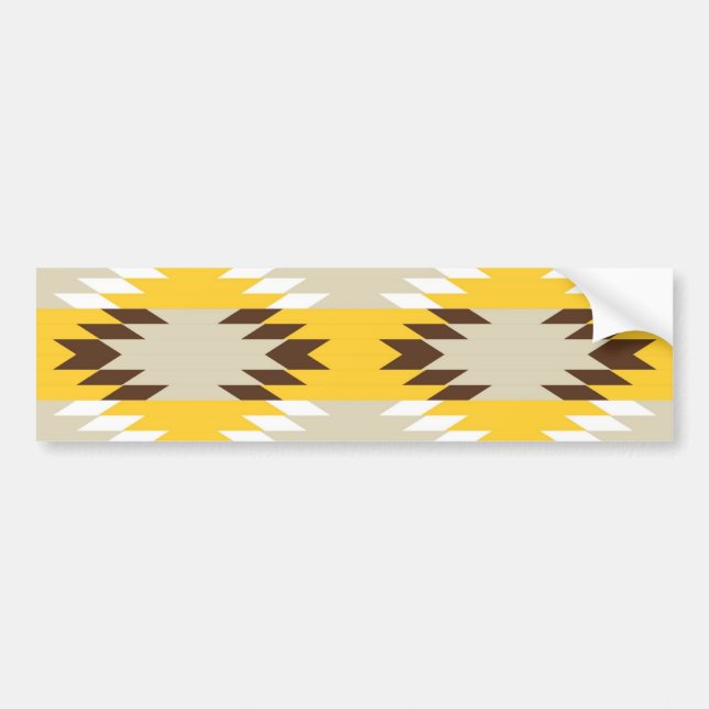 Aztec Tribal Yellow Brown Native American Designs Bumper Sticker (Front)