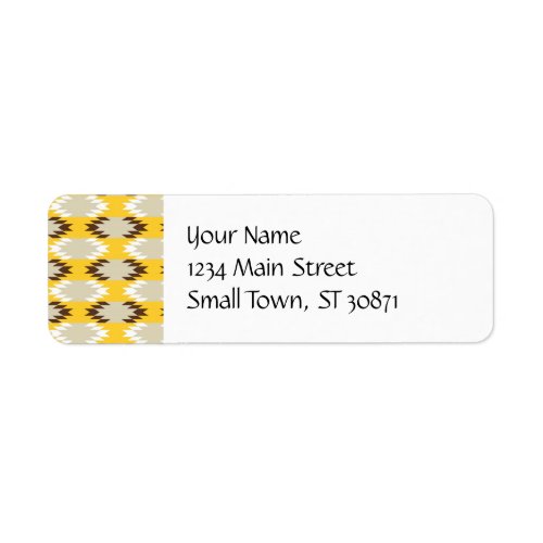 Aztec Tribal Yellow Brown Native American Designs Label