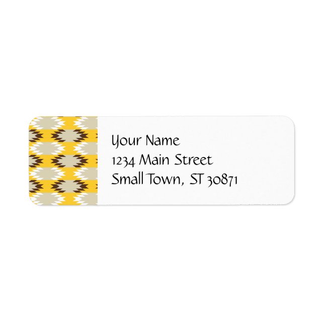 Aztec Tribal Yellow Brown Native American Designs Label (Front)