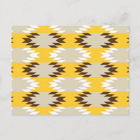 Aztec Tribal Yellow Brown Native American Designs Postcard