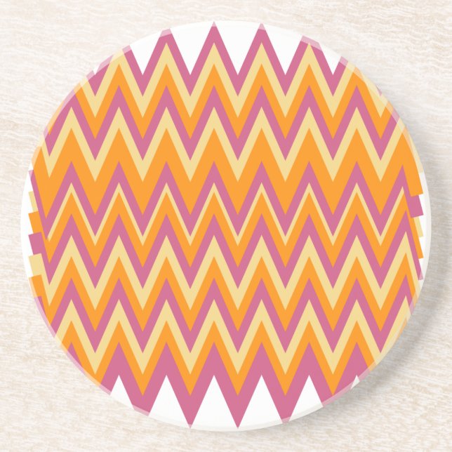 Aztec Tribal ZigZag Sandstone Coaster (Front)