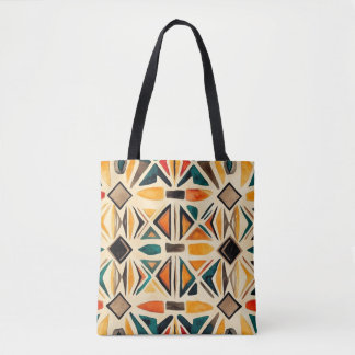 Aztec Vibes – Geometric Watercolor Mosaic Tote Bag