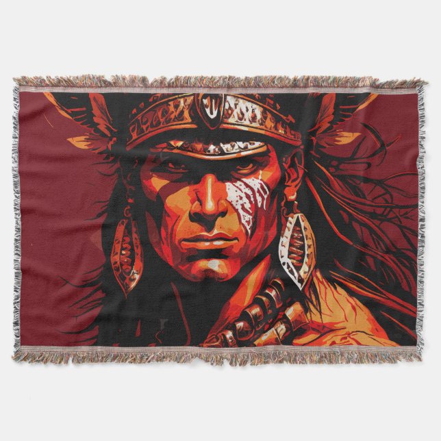 Aztec warrior, Aztec culture, Mayan culture  Throw Blanket (Front)