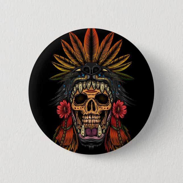 Aztec Warrior Button (Front)