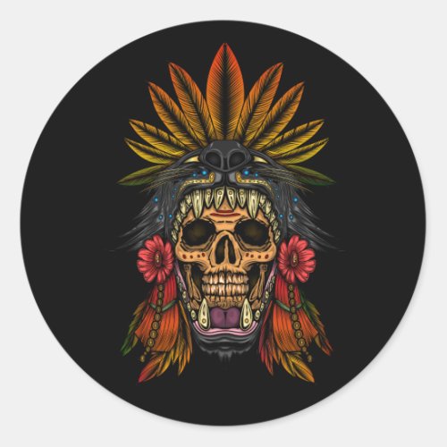 Aztec Warrior Classic Round Sticker