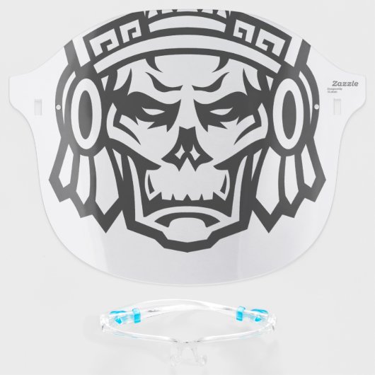 Aztec Warrior Face Paint Face Shield (Front w/Glasses)