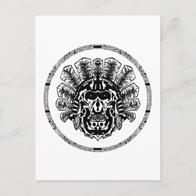 Aztec Warrior Head Circle Postcard (Front)