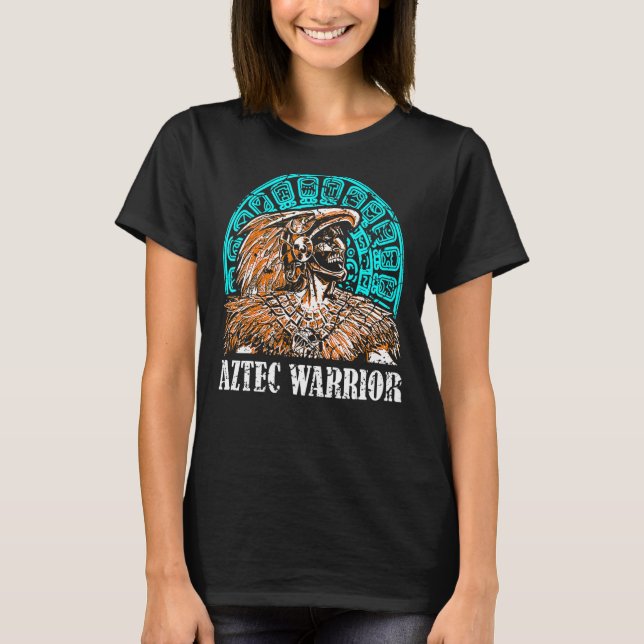 Aztec Warrior King Mexican Native Art Maya Mayans T-Shirt (Front)
