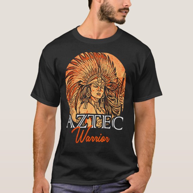 Aztec Warrior King Mexican Native Art Mayans T-Shirt (Front)