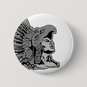 aztec warrior pinback button