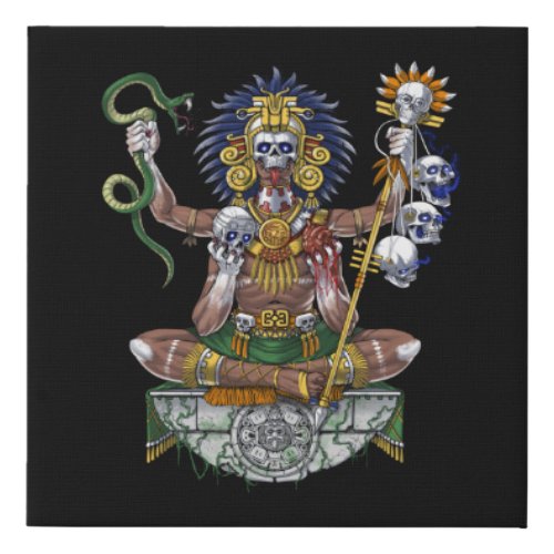 Aztec Warrior Shaman Faux Canvas Print