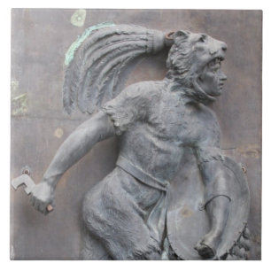 Aztec Warrior Stone carving Ceramic Tile