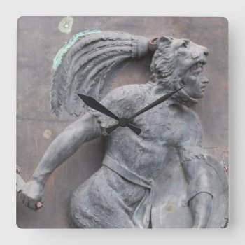 Aztec Warrior Stone Carving Square Wall Clock by beautyofmexico at Zazzle