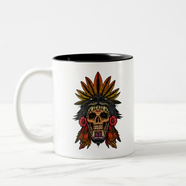 Aztec Warrior Two-Tone Coffee Mug (Left)