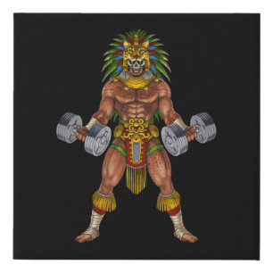 Aztec Warrior Weightlifting Faux Canvas Print