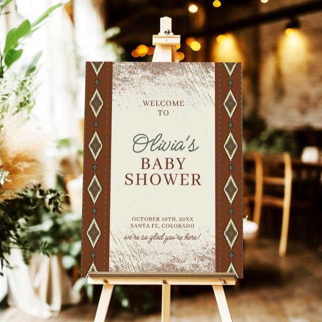 Aztec Western Baby Shower Welcome Sign Rustic Boho (Creator Uploaded)
