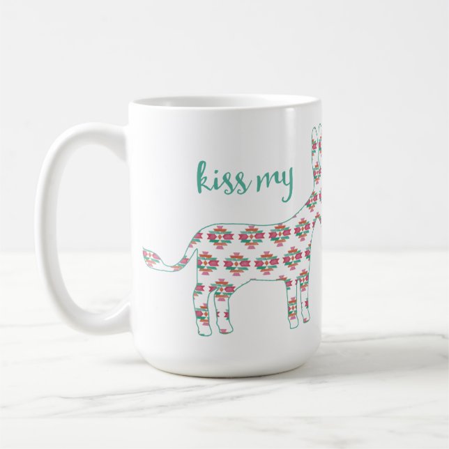 Aztec Western Boho Kiss My Donkey Mug 15 oz (Left)