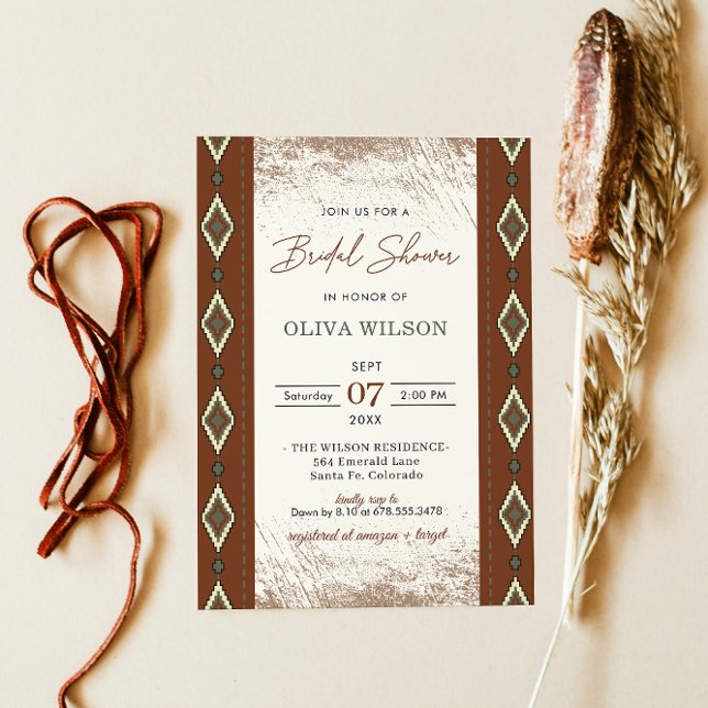 Aztec Western Bridal Shower Invite, Rustic Boho Invitation (Creator Uploaded)