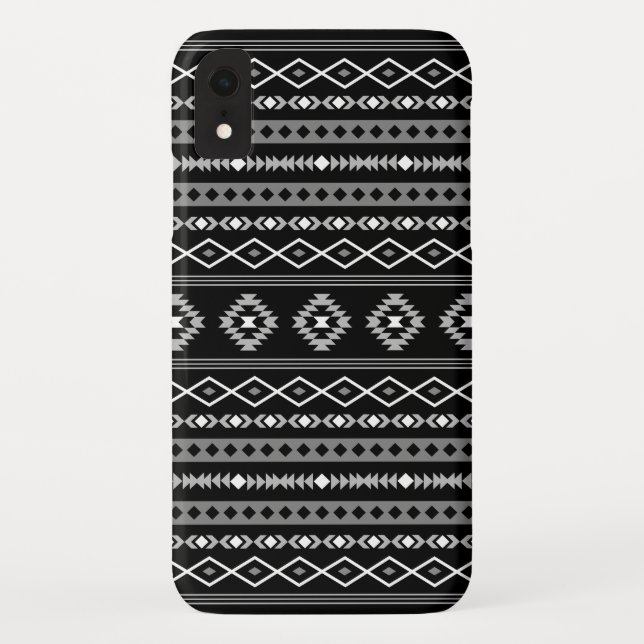 Aztec White Grey Black Mixed Motifs Pattern Case-Mate iPhone Case (Back)