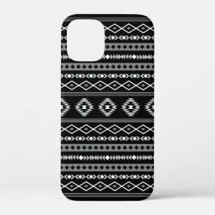 Aztec White Grey Black Mixed Motifs Pattern iPhone 12 Mini Case