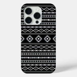 Aztec White Grey Black Mixed Motifs Pattern iPhone 15 Pro Case