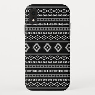 Aztec White Grey Black Mixed Motifs Pattern iPhone XR Case