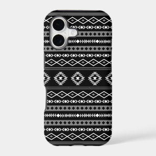 Aztec White Grey Black Mixed Motifs Pattern iPhone 17 Case