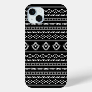 Aztec White Grey Black Mixed Motifs Pattern iPhone 15 Plus Case