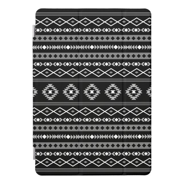 Aztec White Grey Black Mixed Motifs Pattern iPad Pro Cover (Front)