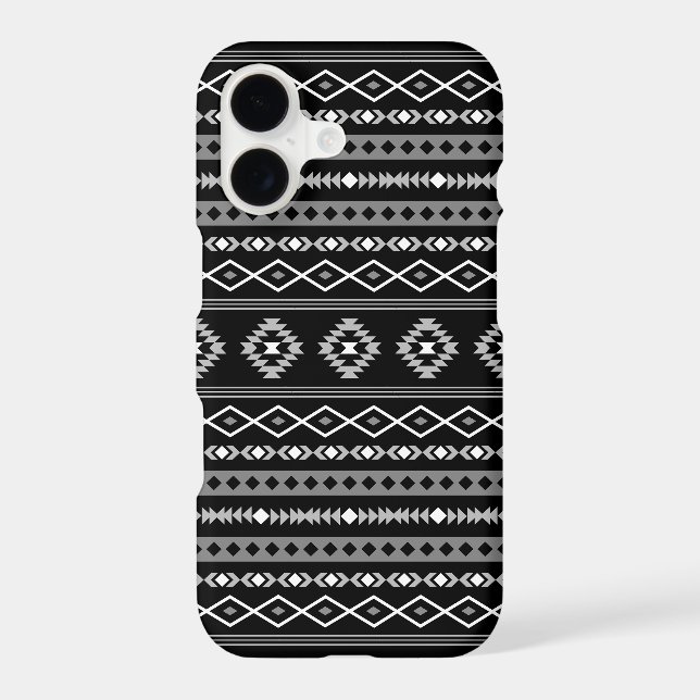 Aztec White Grey Black Mixed Motifs Pattern iPhone Case (Back)